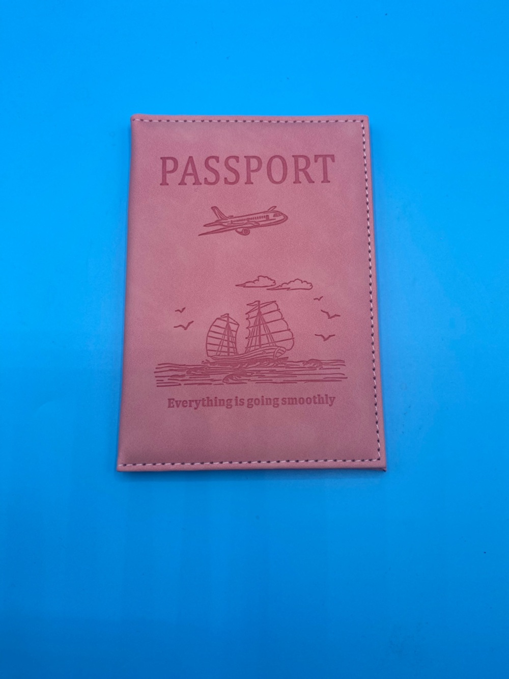 Soft Pink Passport Holder‎ Travel Cover with Embossed Design